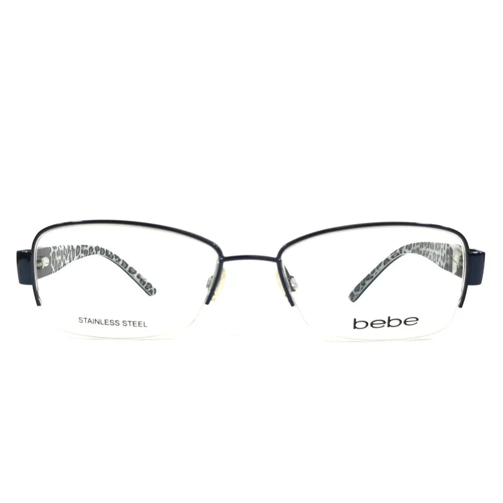 Bebe Eyeglasses Frames LUVAH GRRRL BB5089 414 MIDNIGHT Blue Half Rim 53-17-135